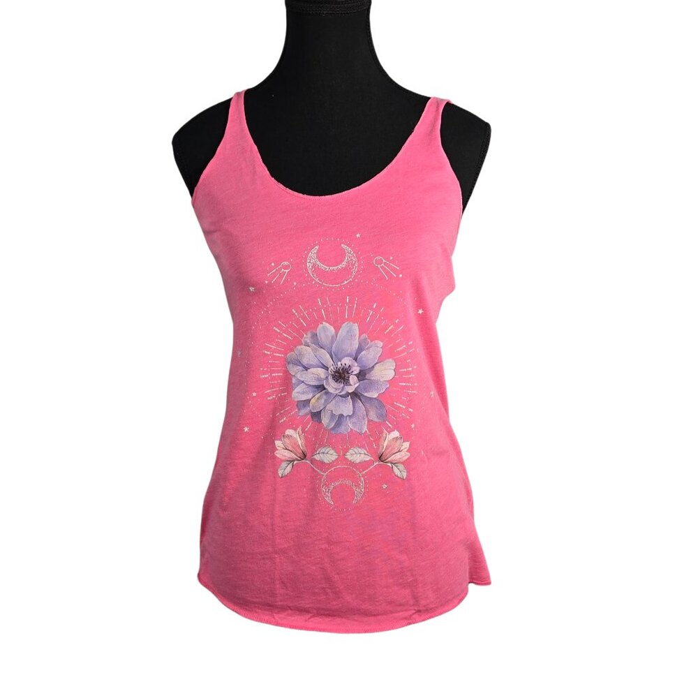 NWOT | Next Level Apparel Celestial Tank Top | Watercolor Floral | Moon Phases |
